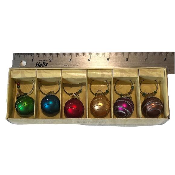 Cypress Home Wine Glass Charms Set Of 6 Holiday Ornament Design Open Box New - Picture 2 of 8